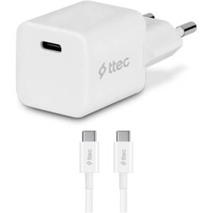 Ttec Заряднo 220V ttec SmartCharger 20W PD Travel Fast Charger с кабел USB-C/USB-C