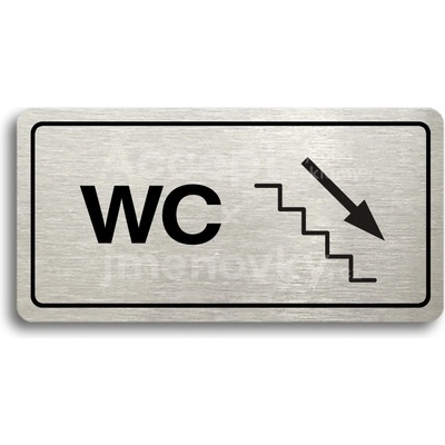 ACCEPT Piktogram WC VPRAVO DOLŮ - stříbrná tabulka - černý tisk