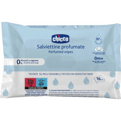 CHICCO Detské vlhčené utierky jemne parfumované do kabelky 16 ks