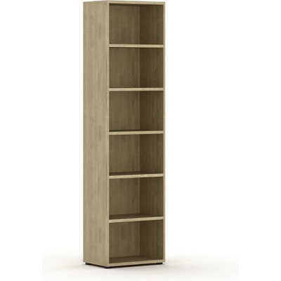 Knihovna Integro, 2300x600x400 mm, 5 polic, dub přírodní