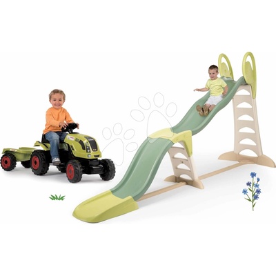 Smoby Set šmykľavka s trojitou vlnou a traktor s prívesom Super Megagliss 2v1 Life s nastaviteľnou dĺžkou šmyku až 360 cm