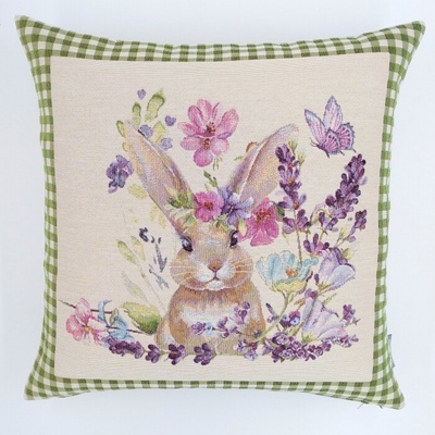 Artica zajačik v ráme zelené káro 45 x 45 cm