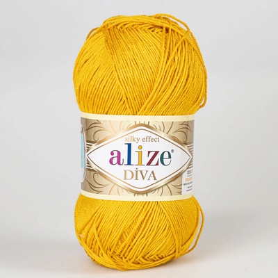 Alize Pletací / háčkovací příze DIVA 488 hořčicová, jednobarevná, 100g/350m