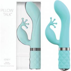 Pillow Talk Kinky teal - vibrator de lux pentru punctul G cu stimulare clitoridiană