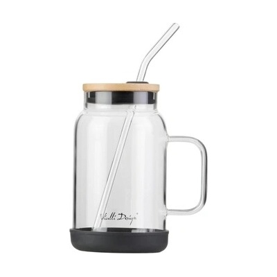 Design Vialli Hrnek s brčkem černý FUORI 29804 600 ml
