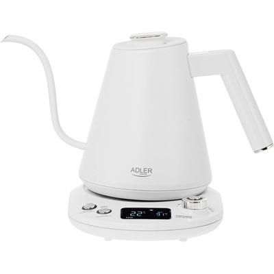 Adler Електрическа кана Adler AD 1349W, 1100W, 1 л, 40-100 C, Поддържане на топлината, LED дисплей, Бял