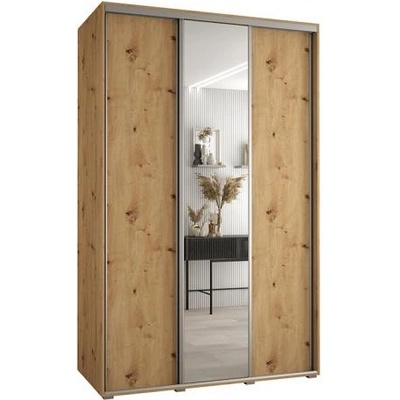 DobreSny Davos s posuvnými dveřmi a zrcadlem 150 cm dub artisan / stříbrné pojezdy