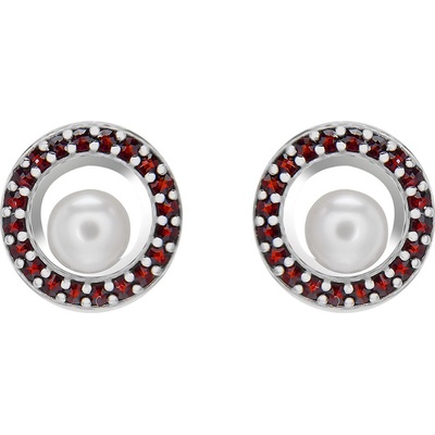 Český granát náušnice stříbrné 131301