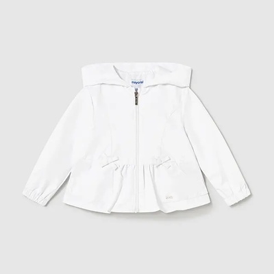 MAYORAL Яке против вятър в бял цвят за бебе момиче с качулка и цип Mayoral