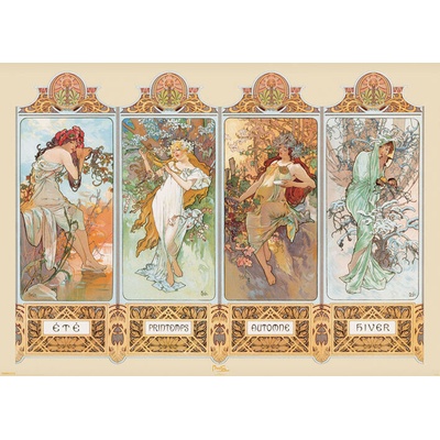 Plagát, Obraz - Alfons Mucha - Four Seasons, 91.5 × 61 cm