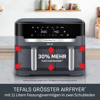 Tefal Dual Easy Fry XXL Horkovzdušná fritéza 11 l – Horkovzdušná fritéza se 2 komorami – Hledejceny.cz