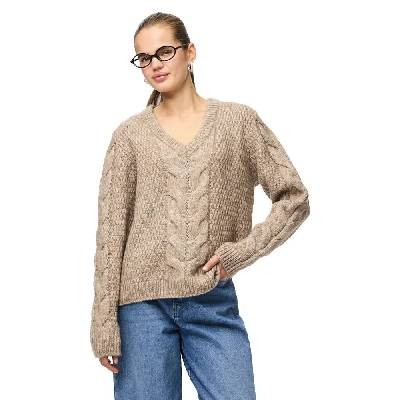 Блуза Pieces Nina Knit v neck sweater - Beige (Fossil)