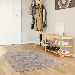 vidaXL Каса за килим MARSA Сиво 100 x 150 cm Полиестер и PVC (42023359)