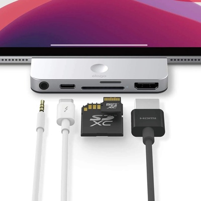elago USB-C Pocket Pro Hub Adapter - мултифункционален хъб за свързване на допълнителна периферия за iPad Pro и мобилни устройства (сребрист)