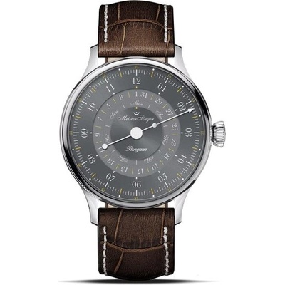 MeisterSinger Pangaea Day Date 365 Grey PDD365927 - Tmavě hnědý kožený řemínek