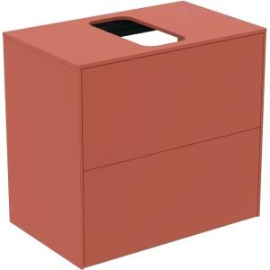 Ideal Standard Atelier Conca стенен шкаф с 2 чекмеджета и плот с централен изрез 60 см червено-оранжев мат (T3946Y3)