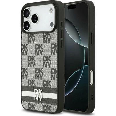 DKNY PU Leather Checkered Pattern and Stripe Заден калъф за iPhone 17 Pro Max Black DKNY | Cheren | МЪЖЕ | UNI