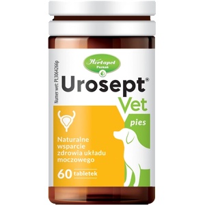 Herbapol Urosept VET за кучета - Естествена подкрепа за здравето на пикочната система на вашето куче, 60 таблетки