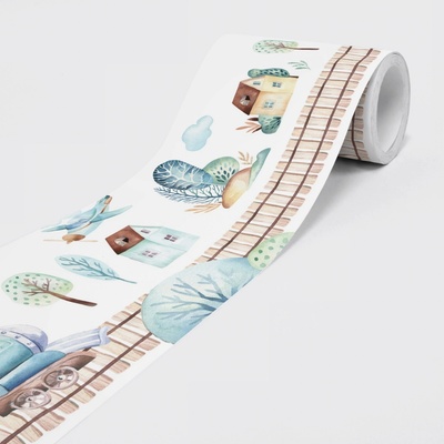 DIMEX SBD-15-011 Vliesová samolepicí bordura Vláček, rozměry 15 cm x 5 m bílá, m – Hledejceny.cz