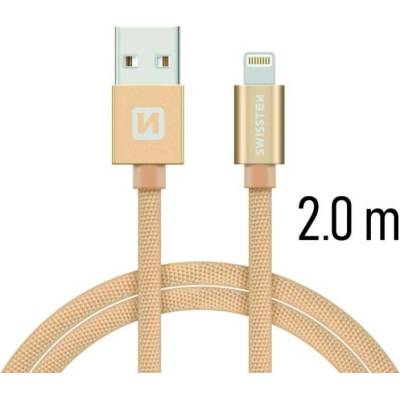 Swissten Nabíjecí a synchronizační kabel textile zlatý 0.2 / 1.2m / 2.0m Délka: 2m