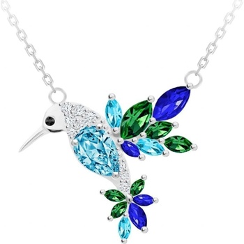 Preciosa Strieborná náhrdelník Gentle Gem kolibrík 5290 70 modrozelený