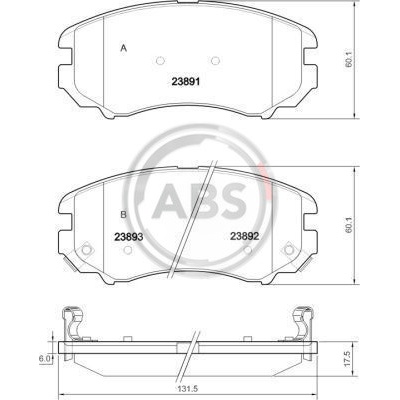 A.B.S. Sada brzdových platničiek kotúčovej brzdy 37423