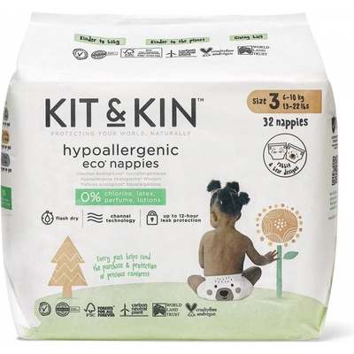 Kit & Kin Eko Naturally Dry Nappies 3 32 ks