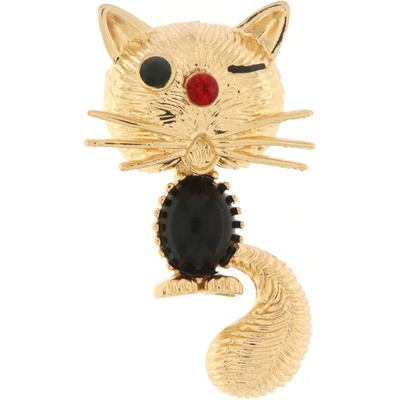 Biju brož mrkající kočička se zirkony zlaté 9001555
