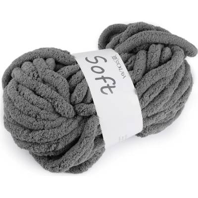 Pletací příze žinylková Soft 250 g, střední, 10 šedá