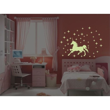 Светещи стикери за стена еднорог със звезди (1402)