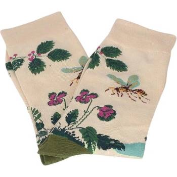 Мъжки бежови чорапи с листа и цветя