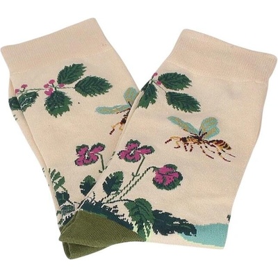 Мъжки бежови чорапи с листа и цветя