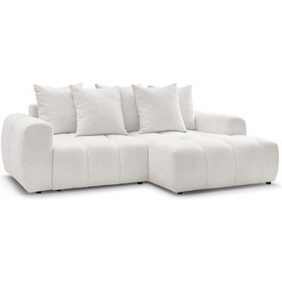 Bobochic Бял разтегателен ъглов диван с място за съхранение от букле (десен ъгъл) Roxelane - Bobochic Paris (108361)