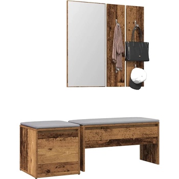 vidaXL Комплект мебели за коридор Старо дърво Инженерна дървесина (3329171)