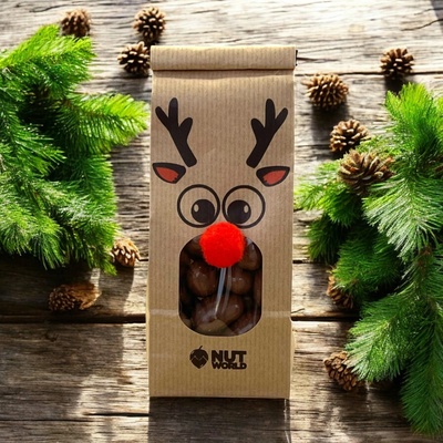 Nutworld Vánoční ořechový sáček SOB s kolíčkem Mandle v mléčné čokoládě 180 g