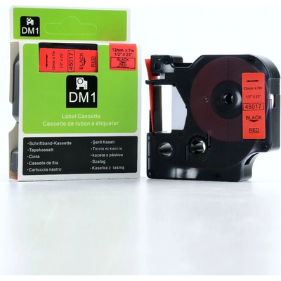 Label Dymo D1 45017 - kompatibilná páska - 12mm čierne písmo / červený podklad, dĺžka 7m