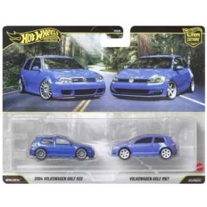 Mattel Hot Wheels: 2004 Volkswagen Gold R32 и Volkswagen Golf MK7 луксозен малък автомобил - 2 броя