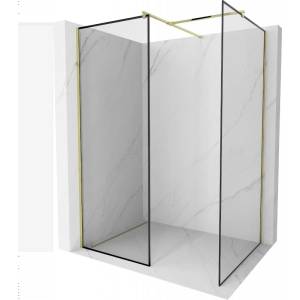 Mexen Kioto стена за душ Walk-in 120 x 100 cm, черна рамка, златна - 800-120-202-50-70-100 (800-120-202-50-70-100)