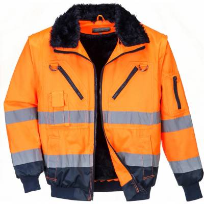 Portwest PJ50 Hi Vis Pilot bunda 3 v 1 oranžová tmavomodrá