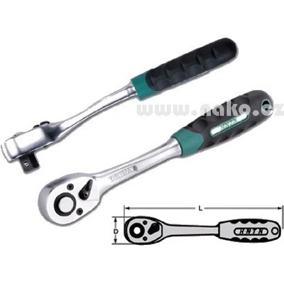 Ráčna 1/4" HONITON 36 zubů s gumovou rukojetí (H9723)