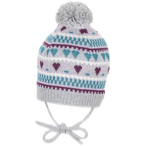 Sterntaler Детска плетена шапка с връзки Sterntaler - На сърчица, 51 cm, 18-24 месеца (4701605-542) - ozone