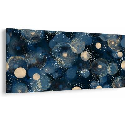 Obraz - Modro-zlaté krúžky, jednodielne 200x100 cm