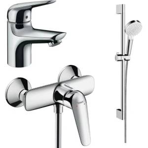 Hansgrohe Комплект смесител за душ за умивалник Hansgrohe Novus 70 и комплект душ Crometta, хромиран (71020000+71060000+26532400)