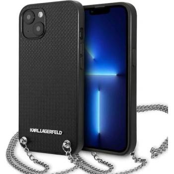 KARL LAGERFELD Кейс Karl Lagerfeld KLHCP13SPMK за iPhone 13 mini 5, 4"", твърд, черен / черен, Leather Textured and Chain