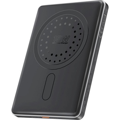 Promate Външна батерия ProMate, Blade-5. Black 5000mAh Ultra-Slim 15W MagSafe Compatible Power Bank w/ 20W PD USB-C input/Output Port, Aluminium Construction - Черна (6959144066462)