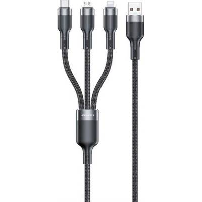 Awei CL-975 3 v 1 USB – Type-C/Lightning/microUSB 120cm černý