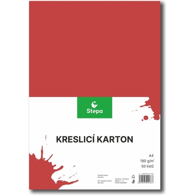 Stepa kreslicí karton barevný A4 50ks červený