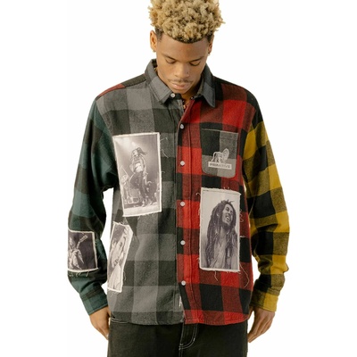 PRIMITIVE мъжка риза PRIMITIVE х BOB MARLEY - Marley Patchwork Flannel - pa322655- мулти