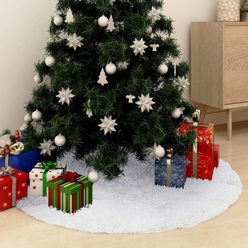 zahrada-XL Podložka pod vánoční stromek bílá 90 cm umělá kůže
