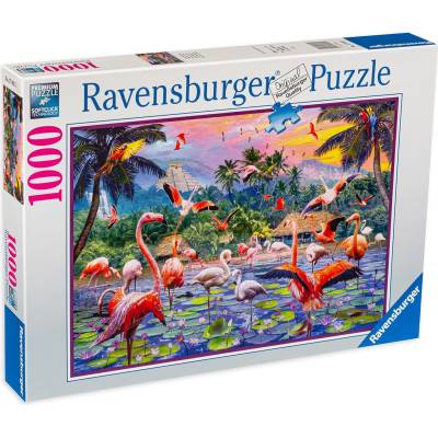 Ravensburger Пъзел Ravensburger от 1000 части - Розови фламингота (17082)